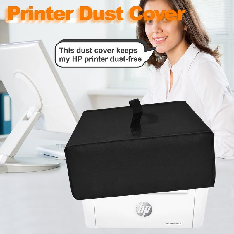 NUENSS-ROR غطاء طابعة مقاوم للماء ثقيل الوزن مضاد للكهرباء الساكنة لحماية طابعة HP LaserJet MFP M140w اللاسلكية من قماش النايلون (15.7""D×11.8""W×7.1""H)، أسود - Image 2